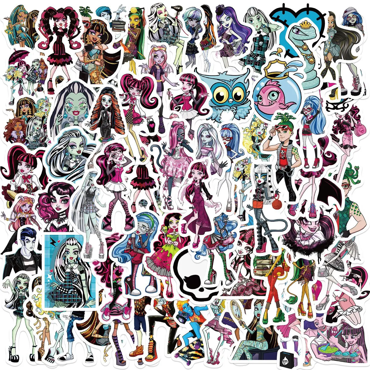 Autocollants dessin animé monstre lycée pour enfants, 70 pièces, stickers, graffiti, résistant à l\'eau, pour téléphone, ordinateur portable,