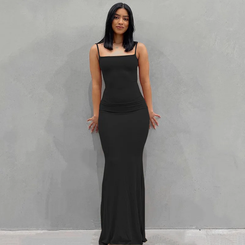 Dresses 2025 Woman Fashion New Summer Solid Colour Sexy Slim Camisole Skirts