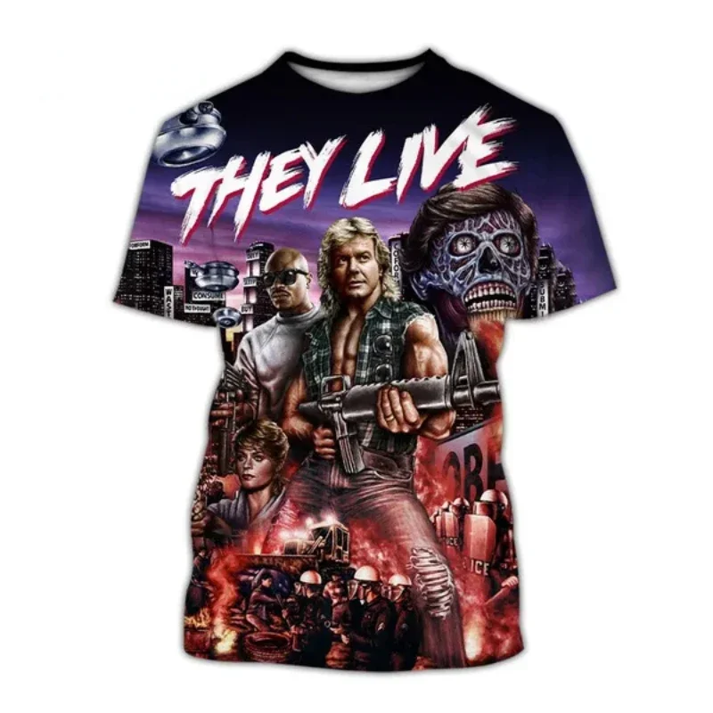 Fashion Personalized Men Clothing Horror Sci-fi Movie They Live 3D Print T-shirt Hip Hop Harajuku Unisex Oversized T Shirt Tops