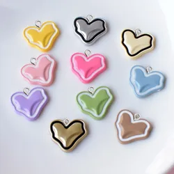 10Pcs Colorful Irregular Love Heart Resin Charms Women Fashion Earrings Necklace Pendants DIY Jewelry Key Chain Crafts Accessory