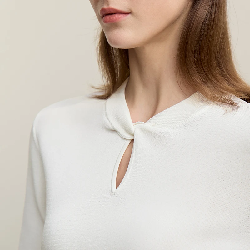 AMII Tops For Woman 2026 Autumn New Casual Elegant Knotted Hollowing Design Sense Tees Women Half Sleeve Knitted Top 12641050 view 6
