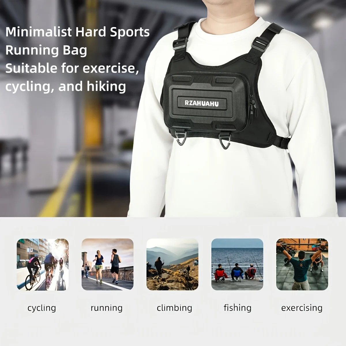 Hard Shell Tactical Chest Bag, Multifunctional Vest Bag for Motorcycle Cycling Street Daily Use