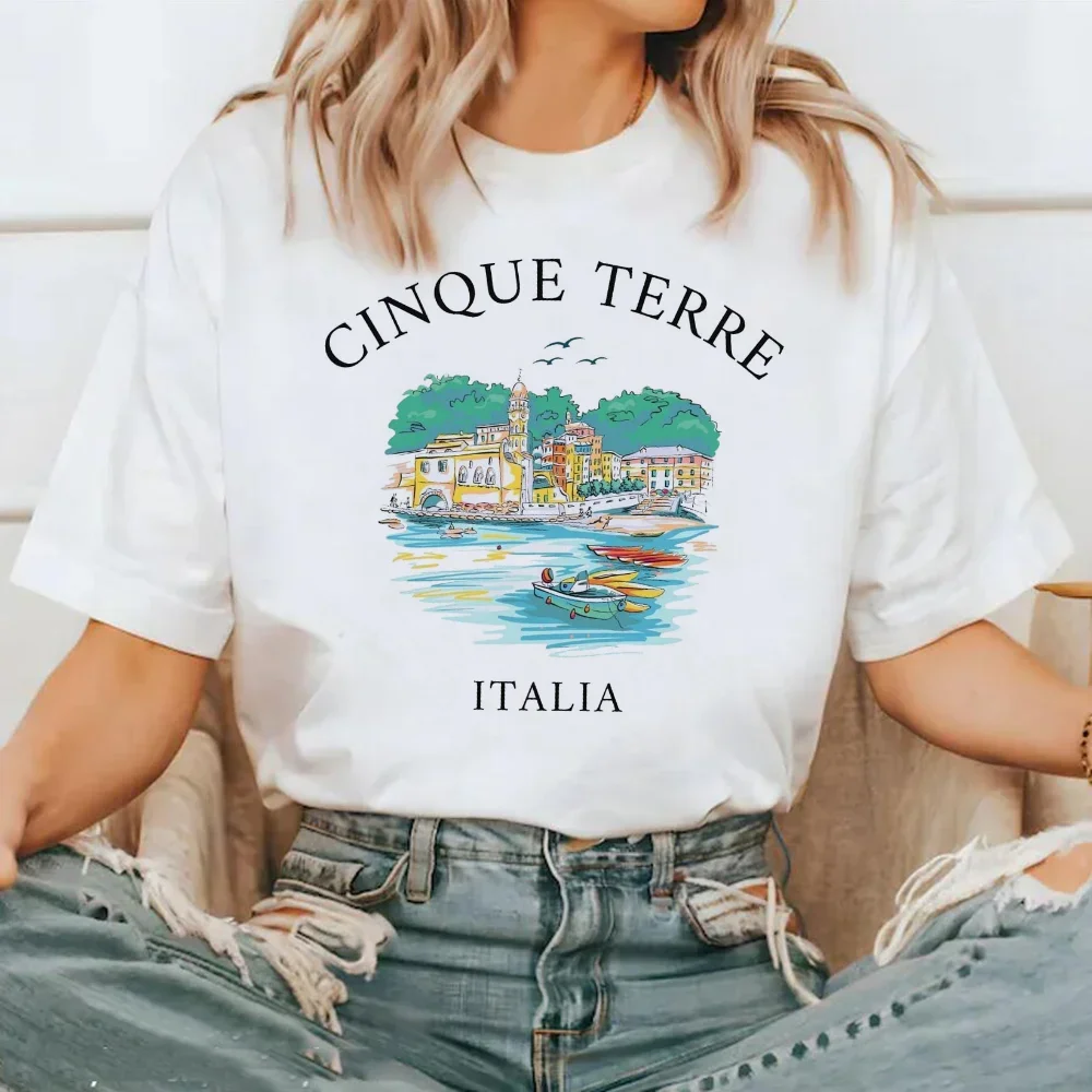 قصيرة الأكمام موضة الاتجاه الأعلى الشارع تنوعا تي شيرت نمط الجولة الرقبة البوليستر النسيج تي شيرت المرأة المطبوعة السفر T-Sh #3