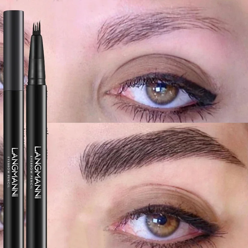 Lápiz de cejas ultrafino, 4 tenedores, lápiz de cejas líquido impermeable, maquillaje duradero, tatuaje de cejas, Cosméticos de tinte, lápiz de cejas de microhoja