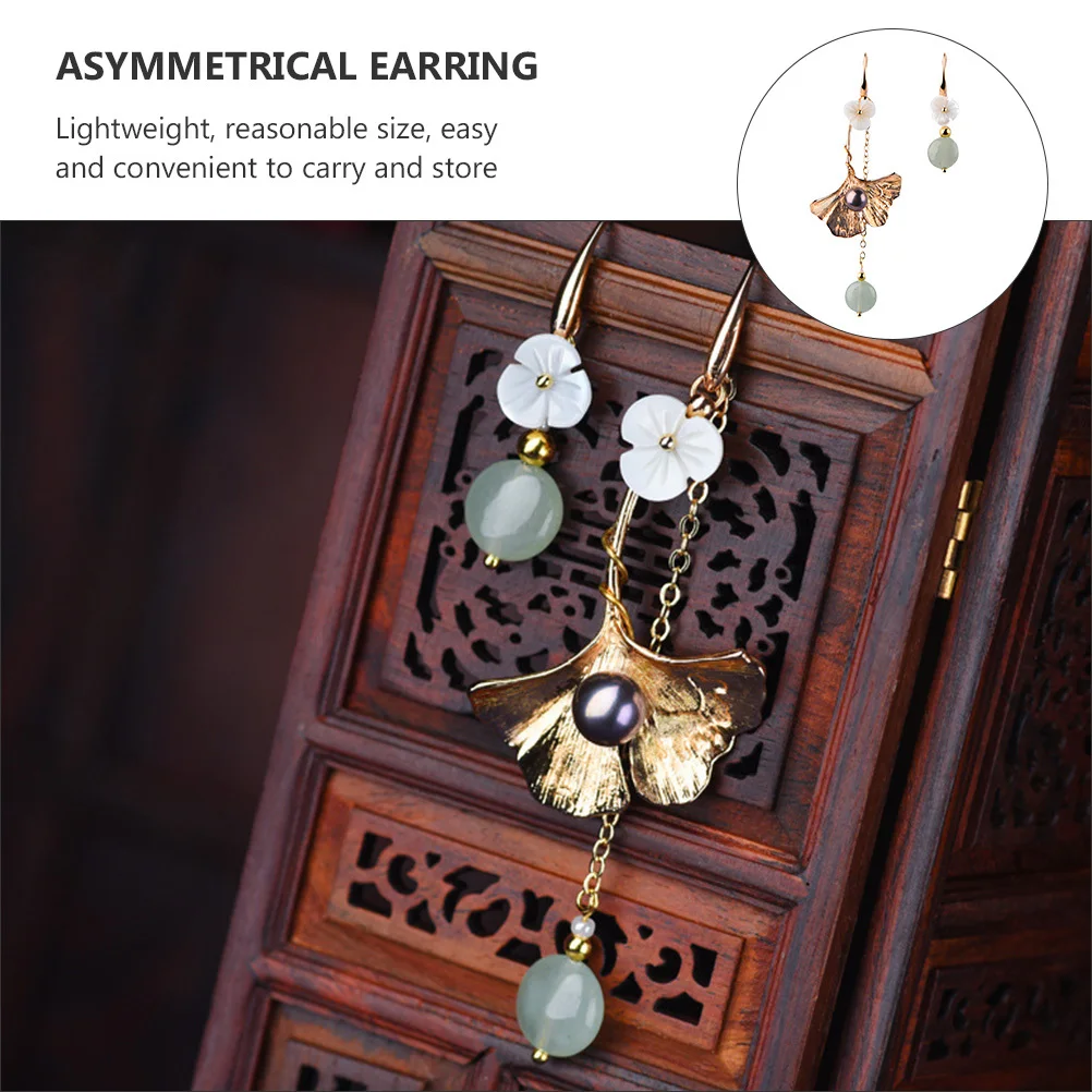 

1Pair Flowers Earrings Asymmetrical Design Elegant Women Ear Pendant Lightweight Comfortable Wear Party Banquet Accessory