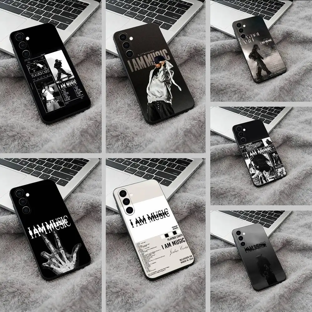I AM MUSIC (Playboi Carti) Schwarze weiche Silikon-Handyhülle für Samsung Galaxy A73, A71, A72, A70, A53, A52, A51