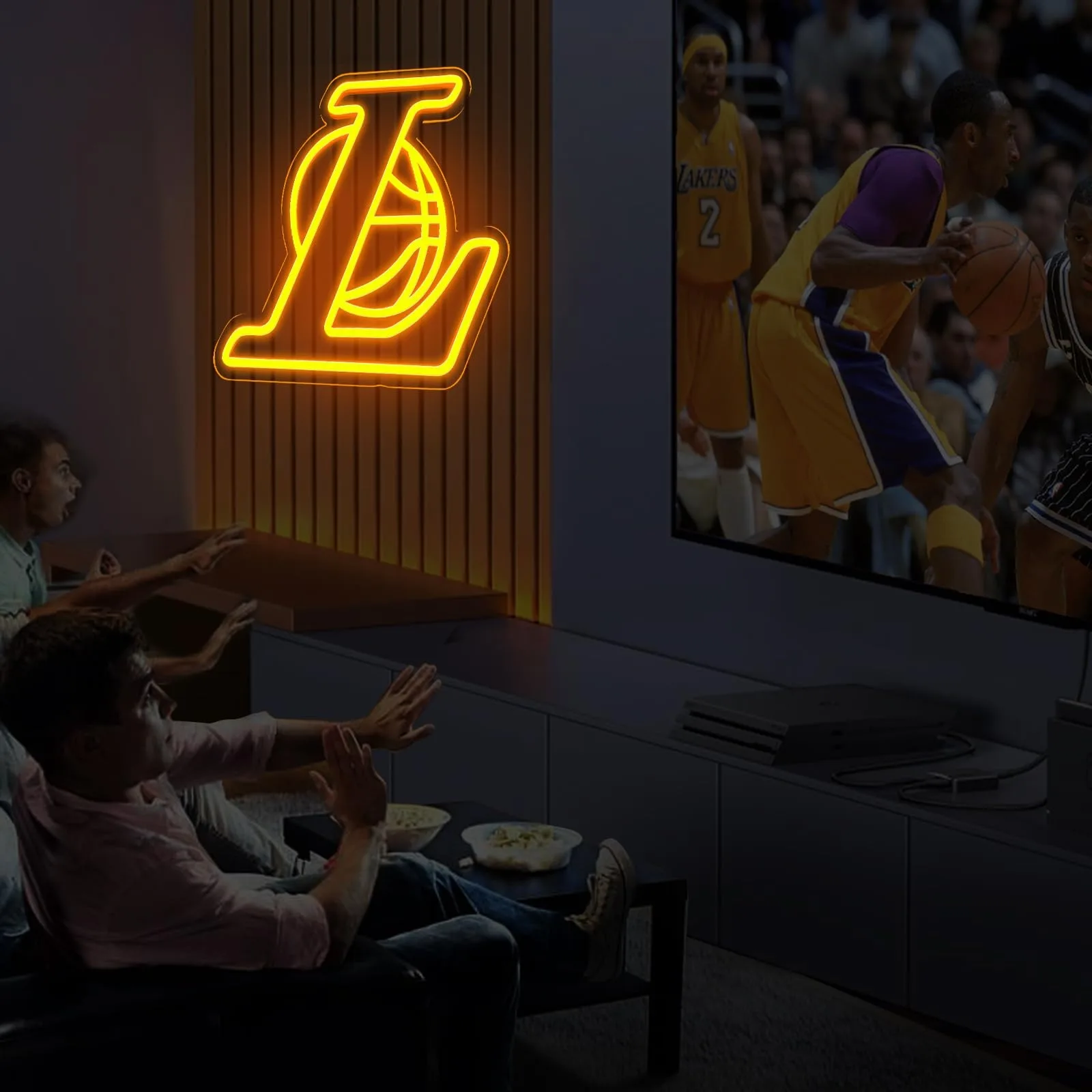 ป้ายไฟ LED ตกแต่งห้องสวยงามสำหรับห้องนอนเหมาะสำหรับ Los Angeles laker Fans ของขวัญไฟ LED ตกแต่งผนัง