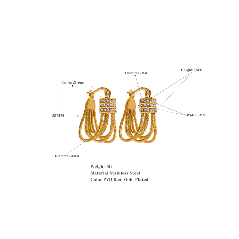 Yhpup Copper Cubic Zirconia Metal Geometric Cast Statement Earrings 18K Gold Plated Stylish Unique Charm Jewelry Women