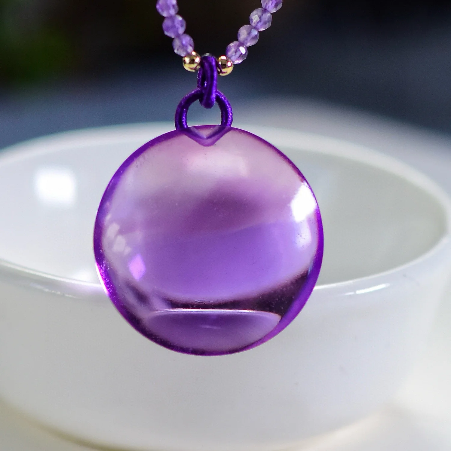 

Натуральный фиолетовый аметист кварцевый кулон 25,4*11,2 мм круглый большой аметист ювелирные бусины для женщин и мужчин ожерелье Бразилия AAAAAA