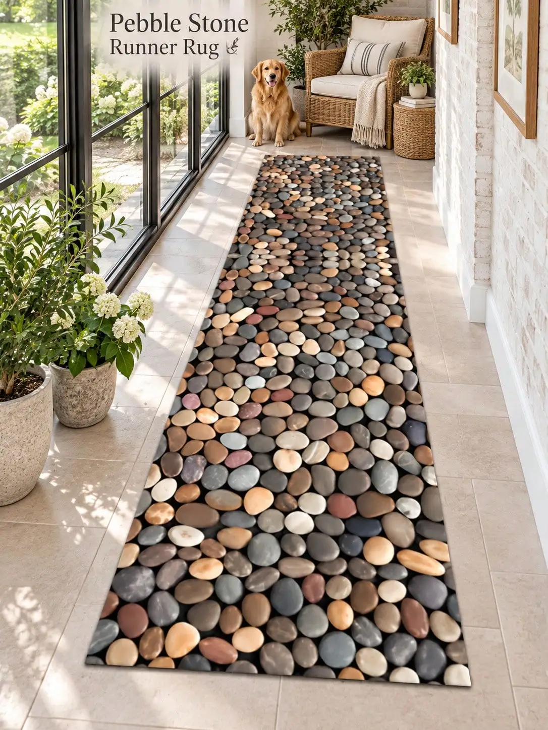 Pebble Stone Aisle Runners Runner Rugs Long Carpet Hallway Entryway Kitchen Laundry Room Bedroom Floor Decor Home Furnishing Apartment Foyer Makeover Beside Beds Along Cabinetry Christmas Birthday Anniversary Housewarming Gifts for Family and Friends