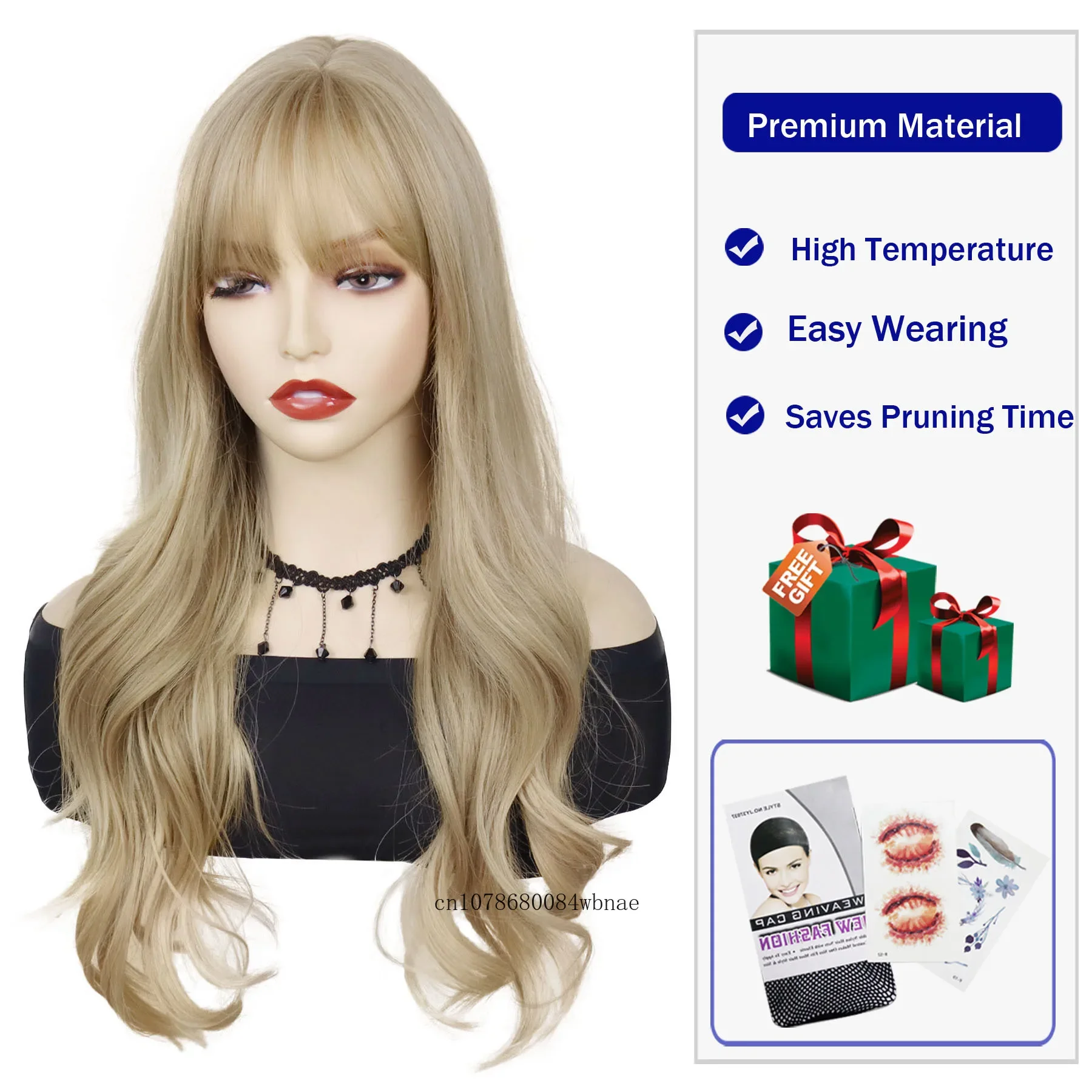 Blonde Wigs 25 Inch Long Wavy Synthetic Wig for Women Girls Natural Soft Daily Cosplay Costume Party High Temperature Fiber