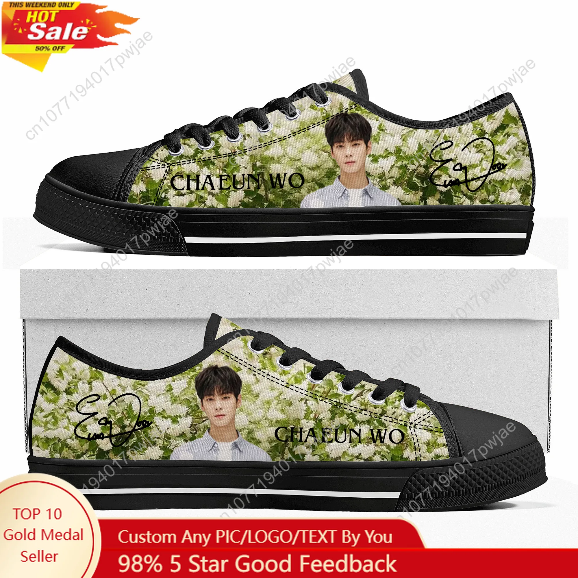 

KPOP Cha EunWoo Low Top High Quality Sneakers Mens Women Teenager Canvas Sneaker Casual Couple Hiking Lightweight Shoes