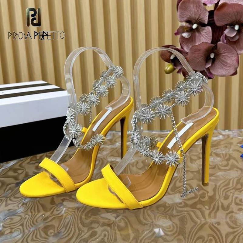 

Chic Fashion Amazing Ladies Bling Party Sandal Shoe Shiny Diamond Start Ankle Straps Chain Prom Evening Dress Sandal Open Toe