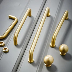 Light Luxury Nordic Cabinet Handle Drawer Wardrobe Handle Brass Gold Simple French Modern Cabinet Door Wine Cabinet Handle