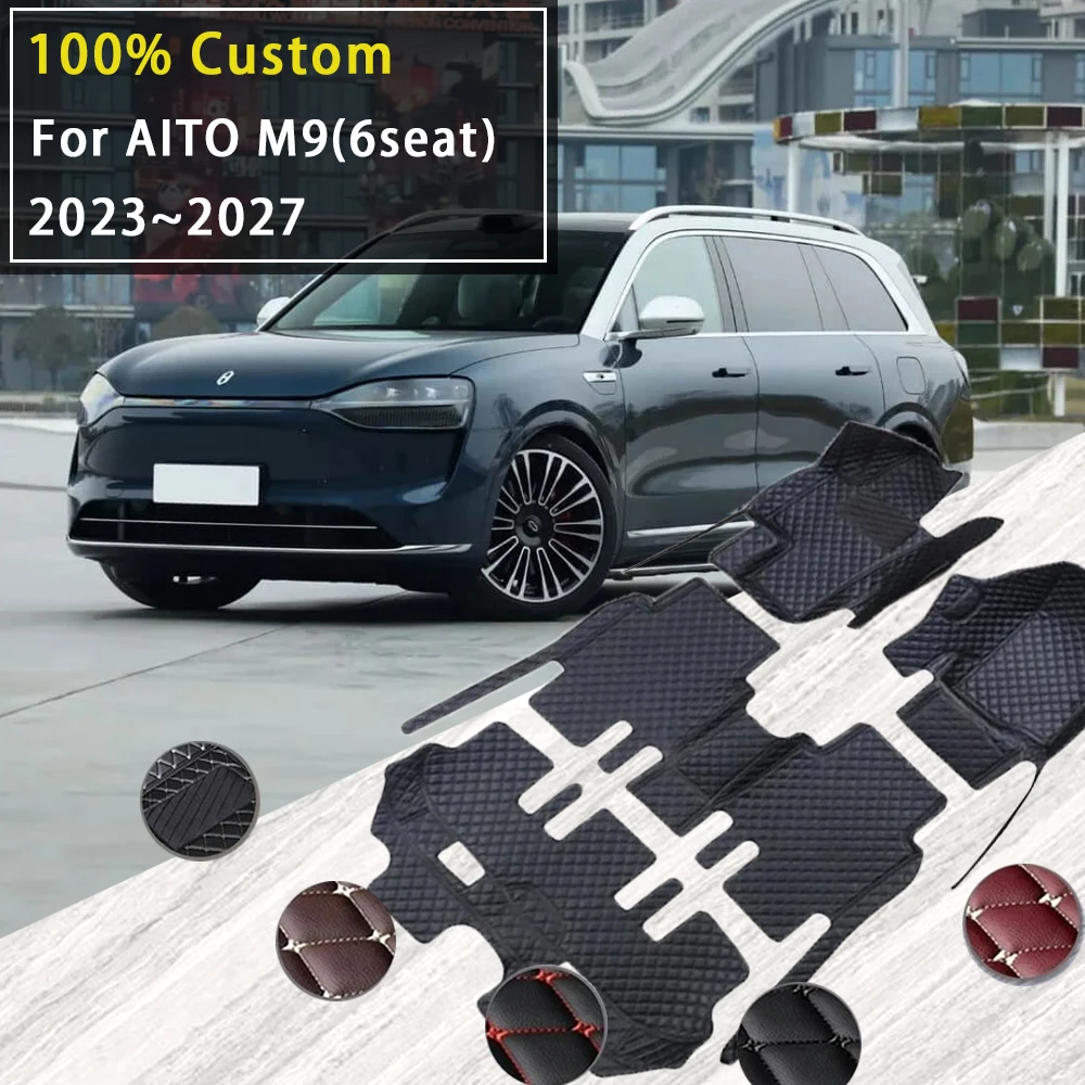 

Car Floor Mats For AITO M9 2023 2024 2025 2026 2027 6seat Custom Auto Foot Pads Automobile Carpet Cover Interior Accessories