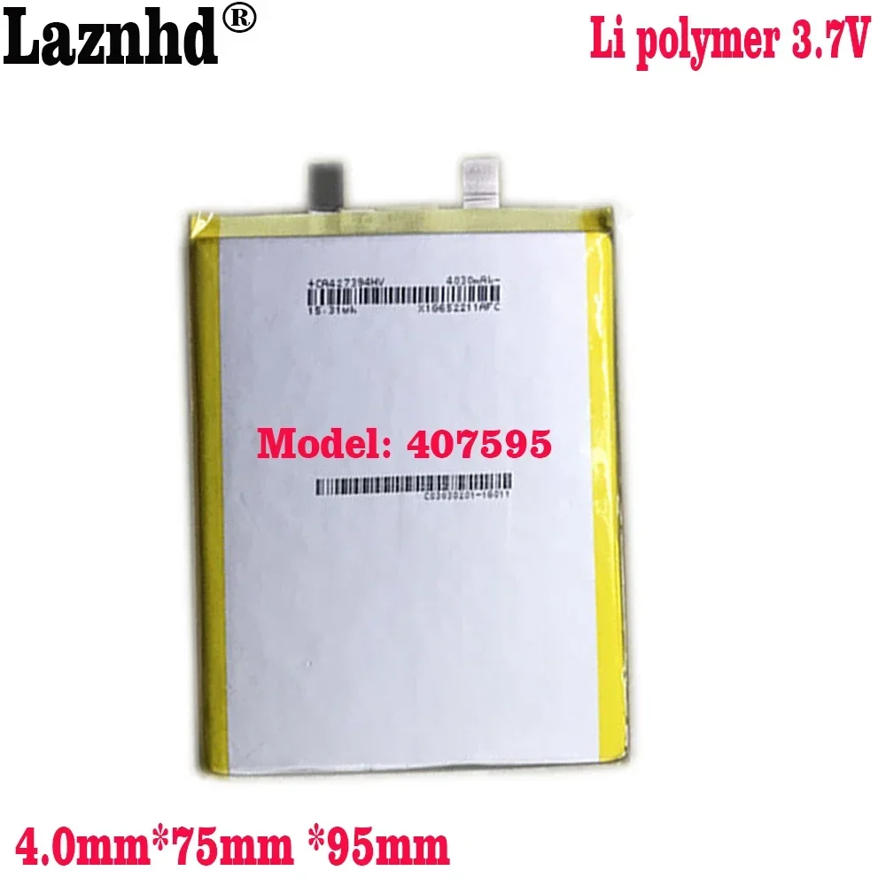 Li Polymer Lithium Battery 407595, 3.7V, 4000mAh, 7 ", 8", 9 ", Tablet, PC, Laptop