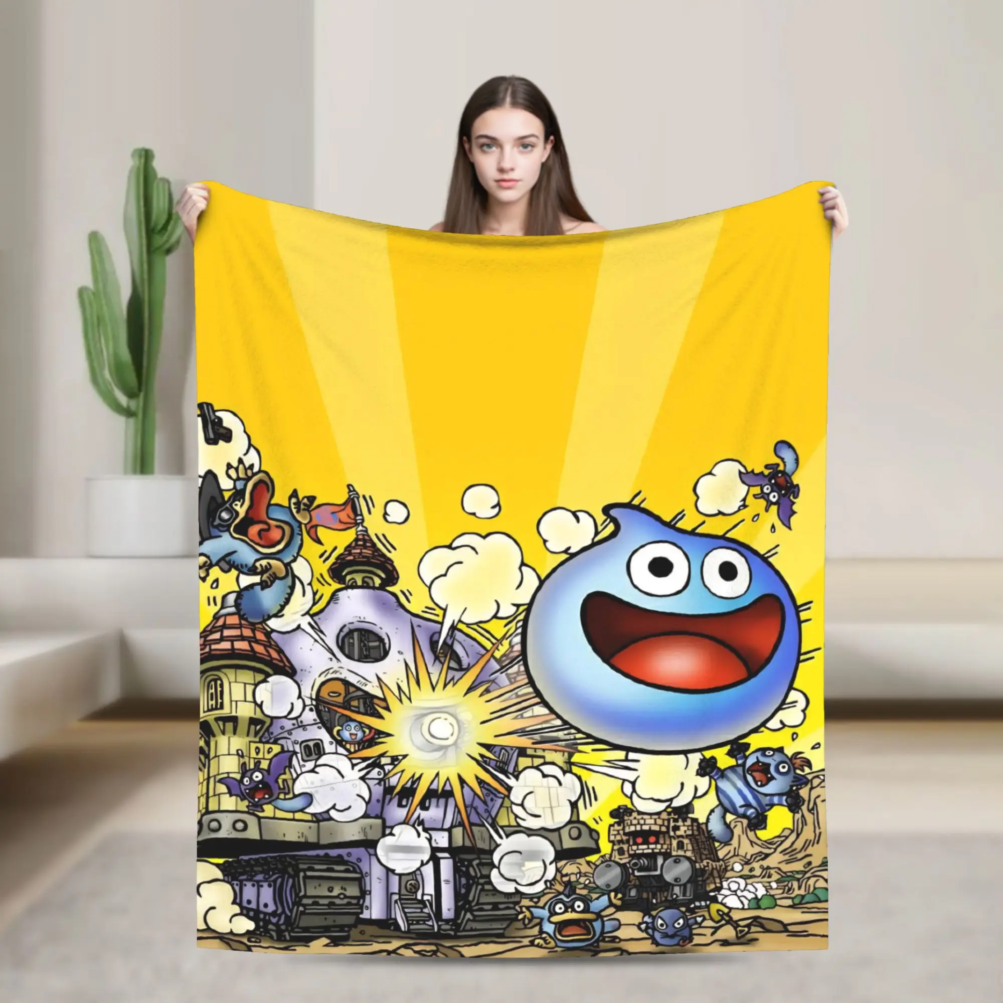 D-Dragon Quest Slimes Blanket  Warm Soft Novelty Plush Throw Blanket For Students Couch Bed Flannel Bedspread Bed Cover