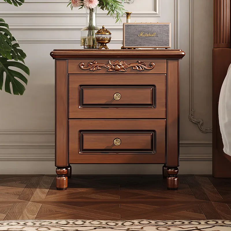 

Bedroom bedside table American simple solid wood retro bedside storage cabinet