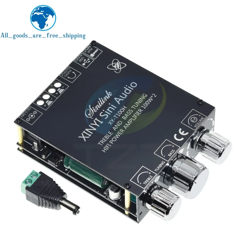 

100 Вт + 100 Вт TPA3116D2 Bluetooth 5,0 мощный сабвуфер аудиоусилитель плата домашнего кинотеатра HIFI стерео аудио усилитель AMP T100H AUX