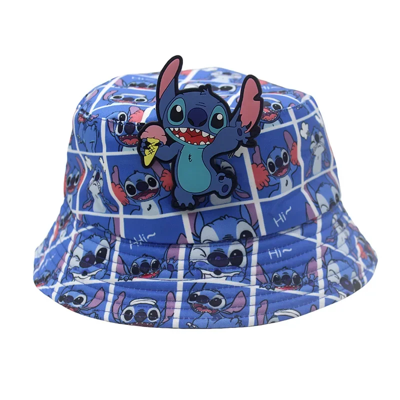 Disney\'s New Big Ears Cute Stitch Printed Fisherman Hat Anime Cartoon Peripheral Sunshade Hat Double Personality Creative Hat