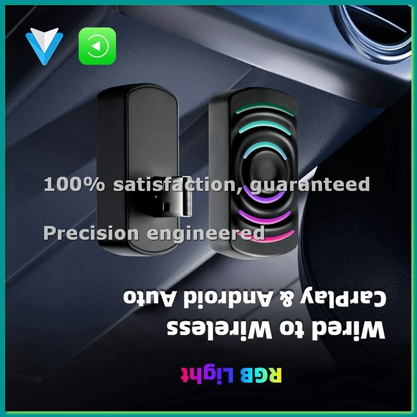 

Автомобильный RGB-светильник с USB-подключением, 2-в-1, беспроводной CarPlay или Android Auto Box для автомобильных магнитол с проводным CarPlay или Auto-TCES