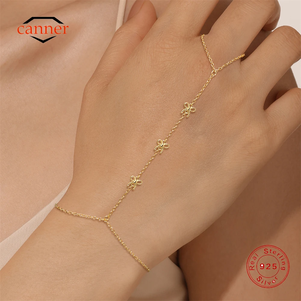 

Браслет-цепочка на палец CANNER из стерлингового серебра 925 пробы с гладкой подвеской в виде бабочки для женщин, минималистичное украшение в стиле INS, подарок