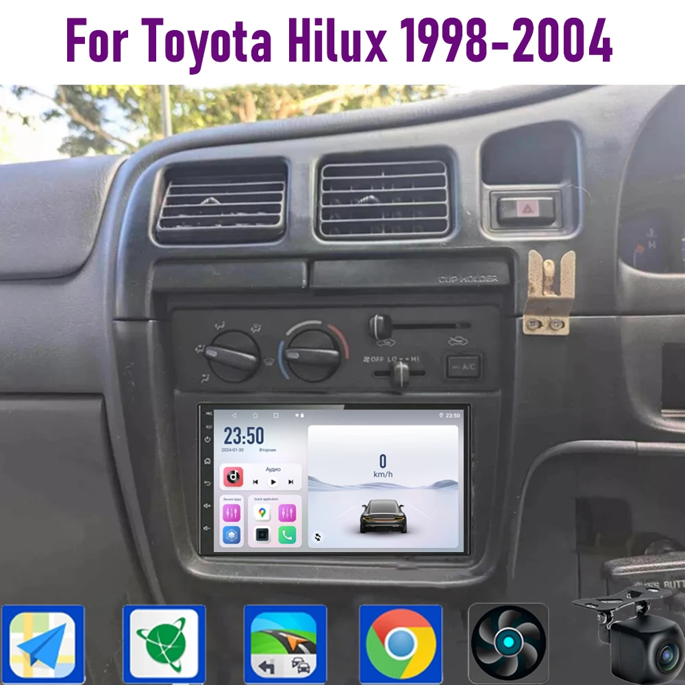 

GPS 7" 4+64GB For Toyota Hilux 1998-2004 Car Radio Steering Wheel control Google Map Stereo Wifi Reversing Image 2DIN BT