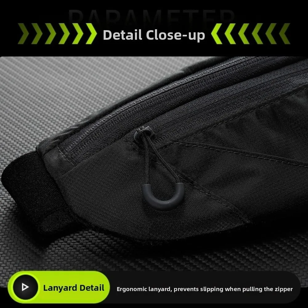 

Ultra-Thin Sports Waist Bag Double Zipper Pocket Adjustable Mobile Phone Waist Bag Breathable 7-Inch Size Running Waist Bag