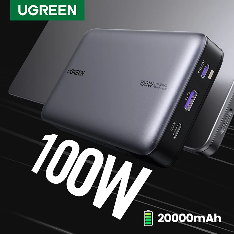 

UGREEN 100W 20000mAh Power Bank Portable PD Fast Charging PowerBank for iPhone 15 Laptop Notebook Fast Charge External Battery