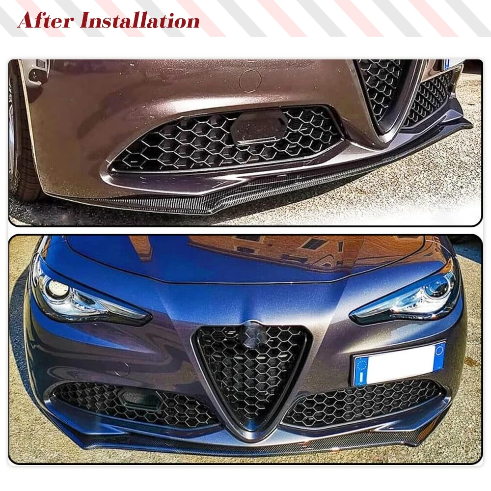 Car Front Bumper Lip Chin Carbon Fiber Splitters For Alfa Romeo Giulia Base Sedan 4-Door 2016-2021 Car Front Lip Spoiler