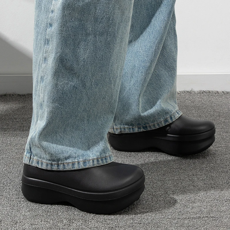 Women's Slippers Minimalist Fashion Air Cushion Soft 5CM Platform Non Slip Sandals Breathable Couple Style Heightened Chef Shoes