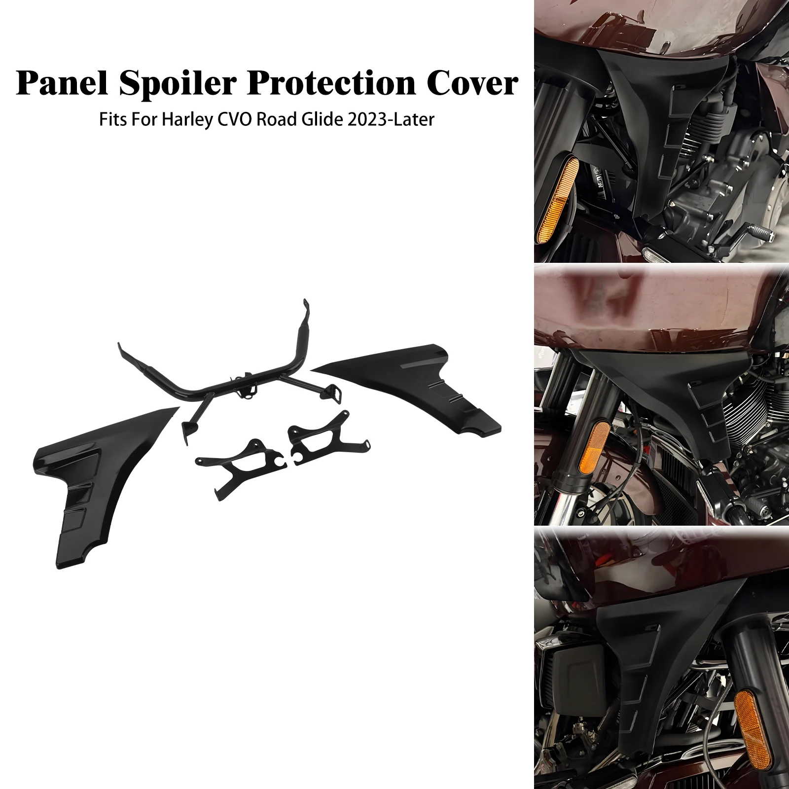 Motorcycle Fairing Panel Spoiler Black/Unpainted Side Cover Bracket For Harley Touring Road Glide FLTRXSE 23-25 FLTRXSTSE 24-25