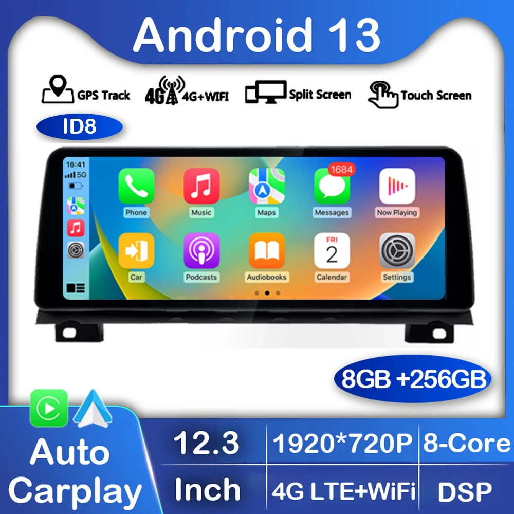 

Автомобильная Беспроводная стереосистема Carplay, 12,3 дюйма, Android 13, для BMW 7 Series F01 F02 CIC NBT, мультимедийный плеер, Wi-Fi + 4G LTE, автомобильная камера 360