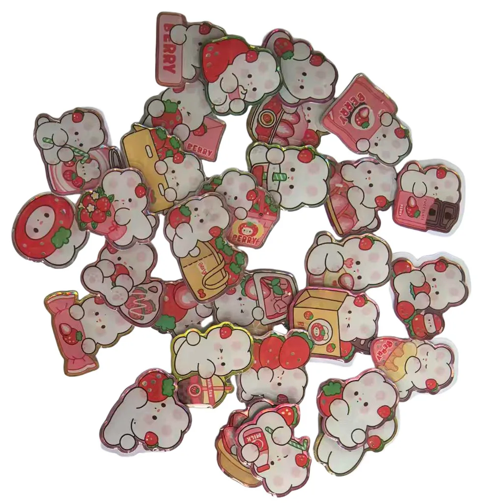 

30 Pcs Adorable Epoxy Strawberry Stickers - 3D Cute Character Embellishments for DIY Scrapbooks Gift Wrapping Anime Worlds Store