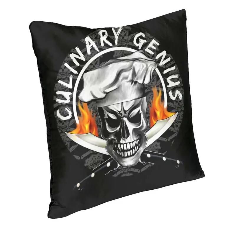 Skull Chef Culinary Genius Cushion Cover Decoration Printing Cooking Pirate Throw Pillow Case for Living Room Sofa Pillowcase