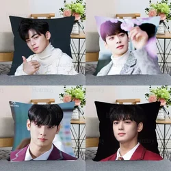 KPOP Cha EunWoo Pillow Case For Home Decorative Pillows Cover Invisible Zippered Throw PillowCases 35x35cm 0303