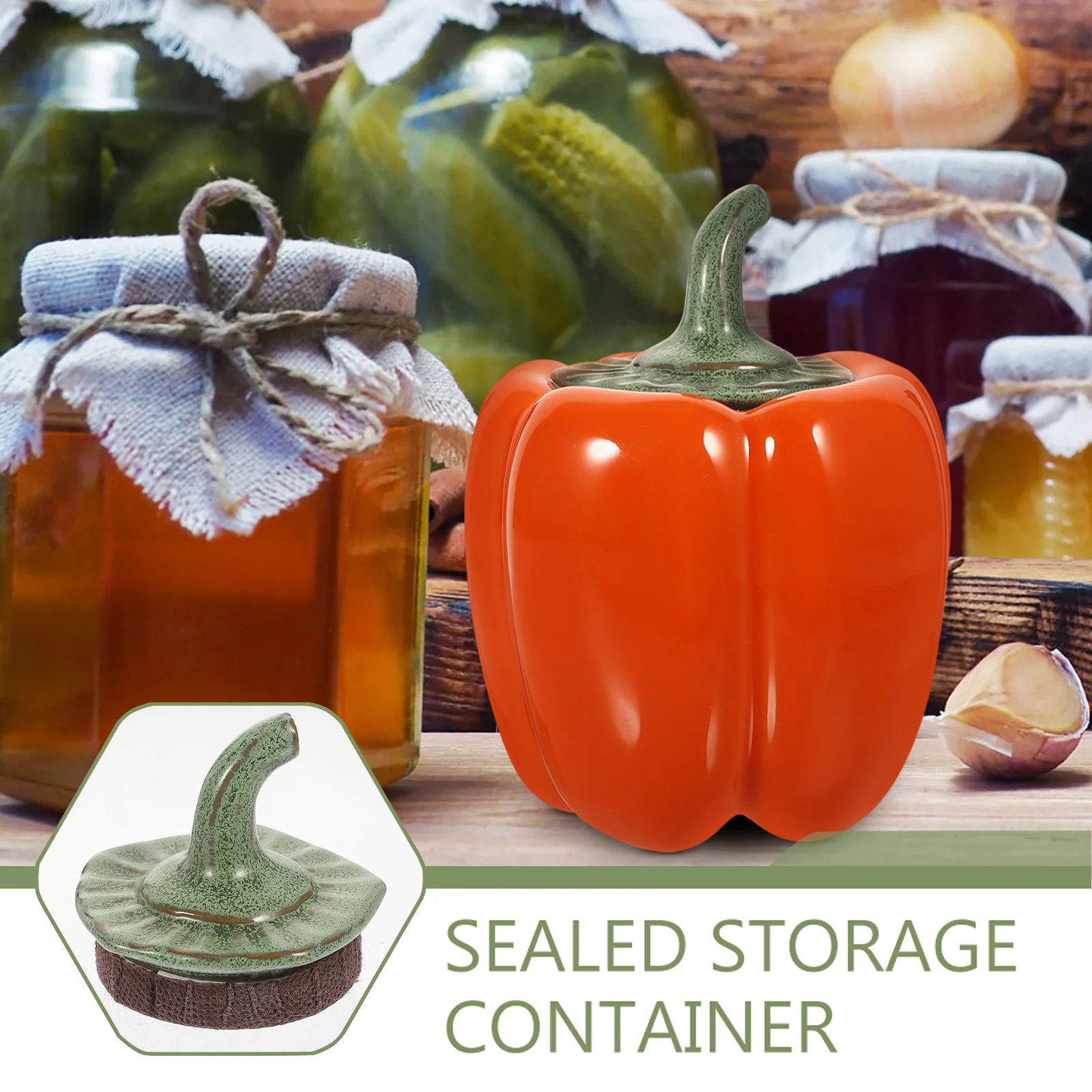 

Pumpkin Shape Ceramic Sealed Tea Canister Storage Jar for Candy Coffee Beans Sugar Powder Ceramic Tea Canister