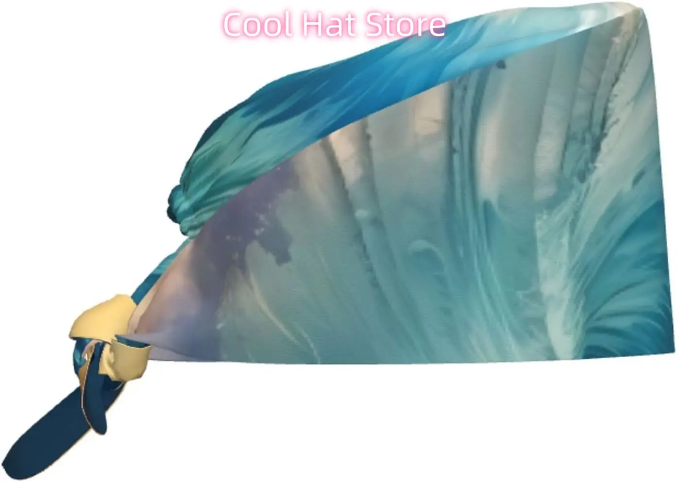 

Cleaning Working Cap Blue Ocean Wave Prints Chef Hat for Women & Men, Adjustable, Breathable