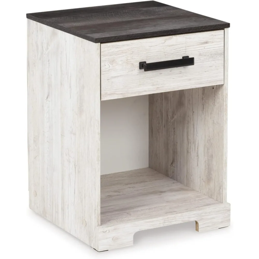 

Signature Design by Ashley Shawburn 1 Drawer Night Stand Nightstand, 22.09" Tall, Whitewash & Gray