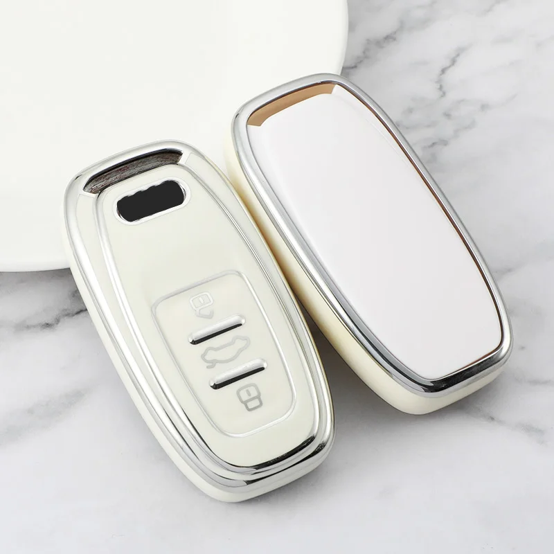 NEW Silver Edge TPU Car Remote Smart Key Cover Case Shell For Audi A1 A3 A4 A5 A6 A7 A8 Quattro Q3 Q5 Q7 2009-2015 Accessories