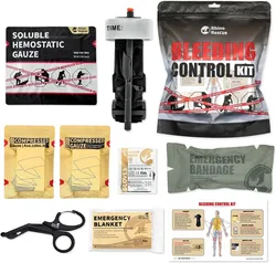 RHINO RESCUE Firsts Aid Kit, Kit Trauma IFAK, Kit di ricarica di pronto soccorso con laccio emostatico, garza emostatica, benda di emergenza da 6