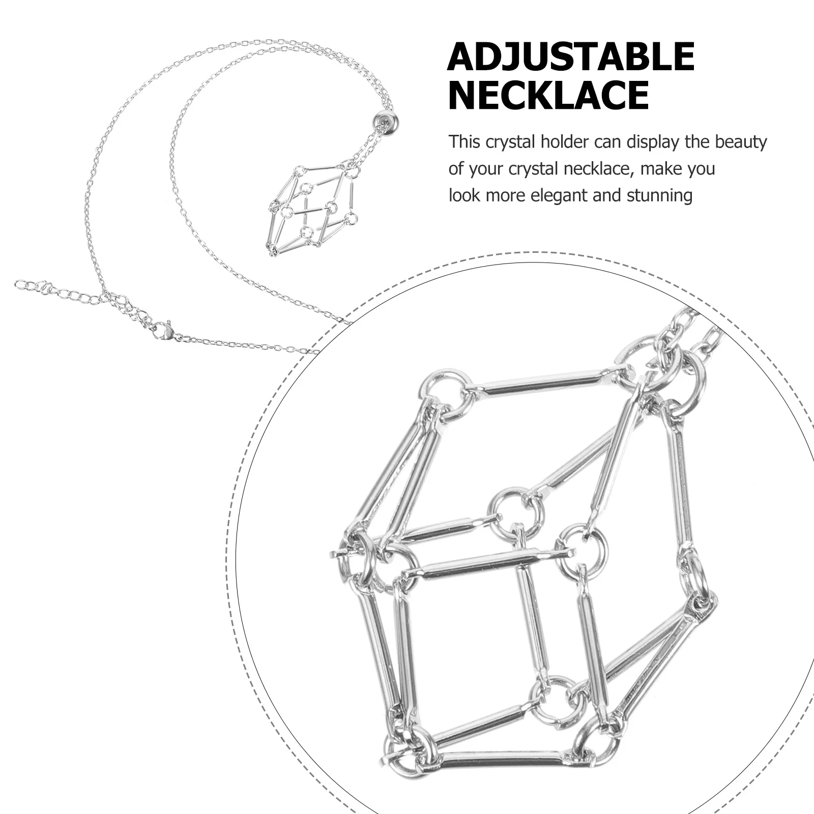 

Necklace Holder Adjustable Cord Rope Crystal Cage For Pendant Display Storage Craft Gift Crystal Holder Cage Rope