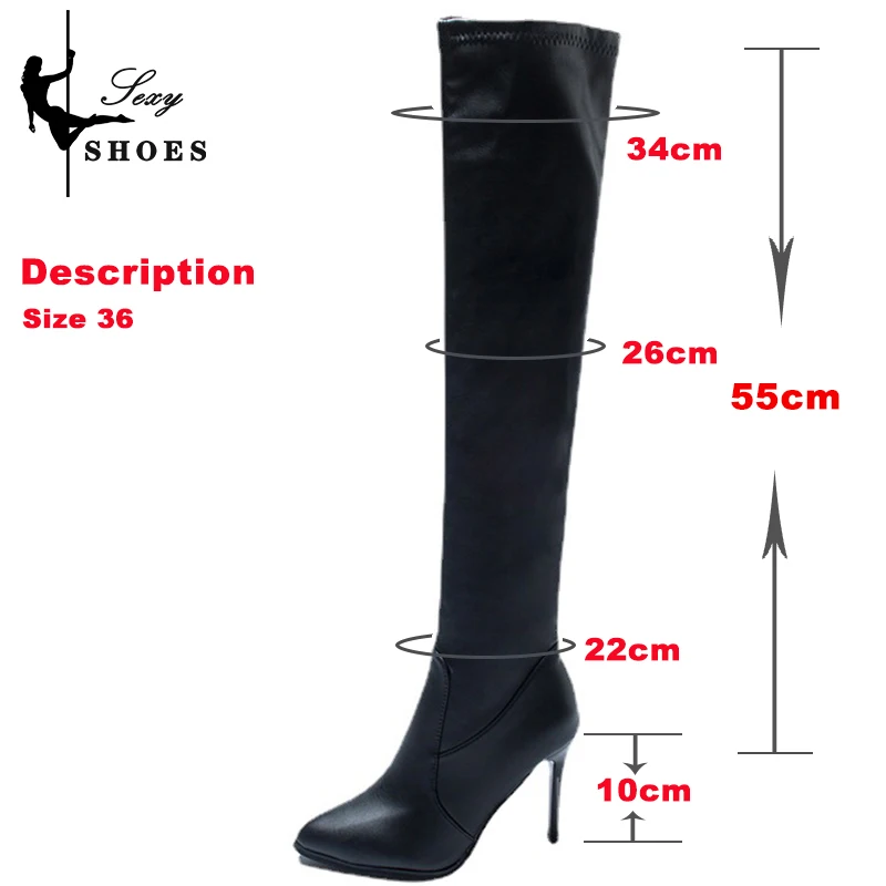 Women\'s High Boots Autumn Winter Long Boots Fashion High heels Thigh High Boots Elegant Thin Heeled Stretch Over the Knee Boots