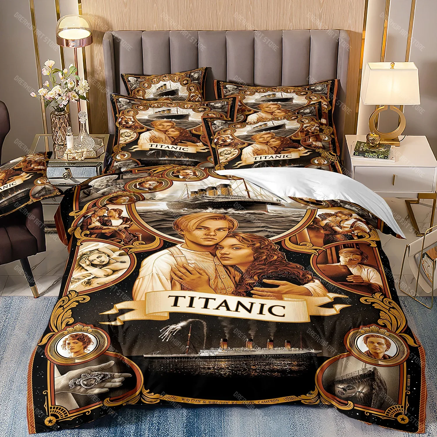 Titanic Leonardo DiCaprio Duvet Cover Sets,Design Titanic Jack and Rose Bedding Set,Comforter Bed Linen Queen King Single Size