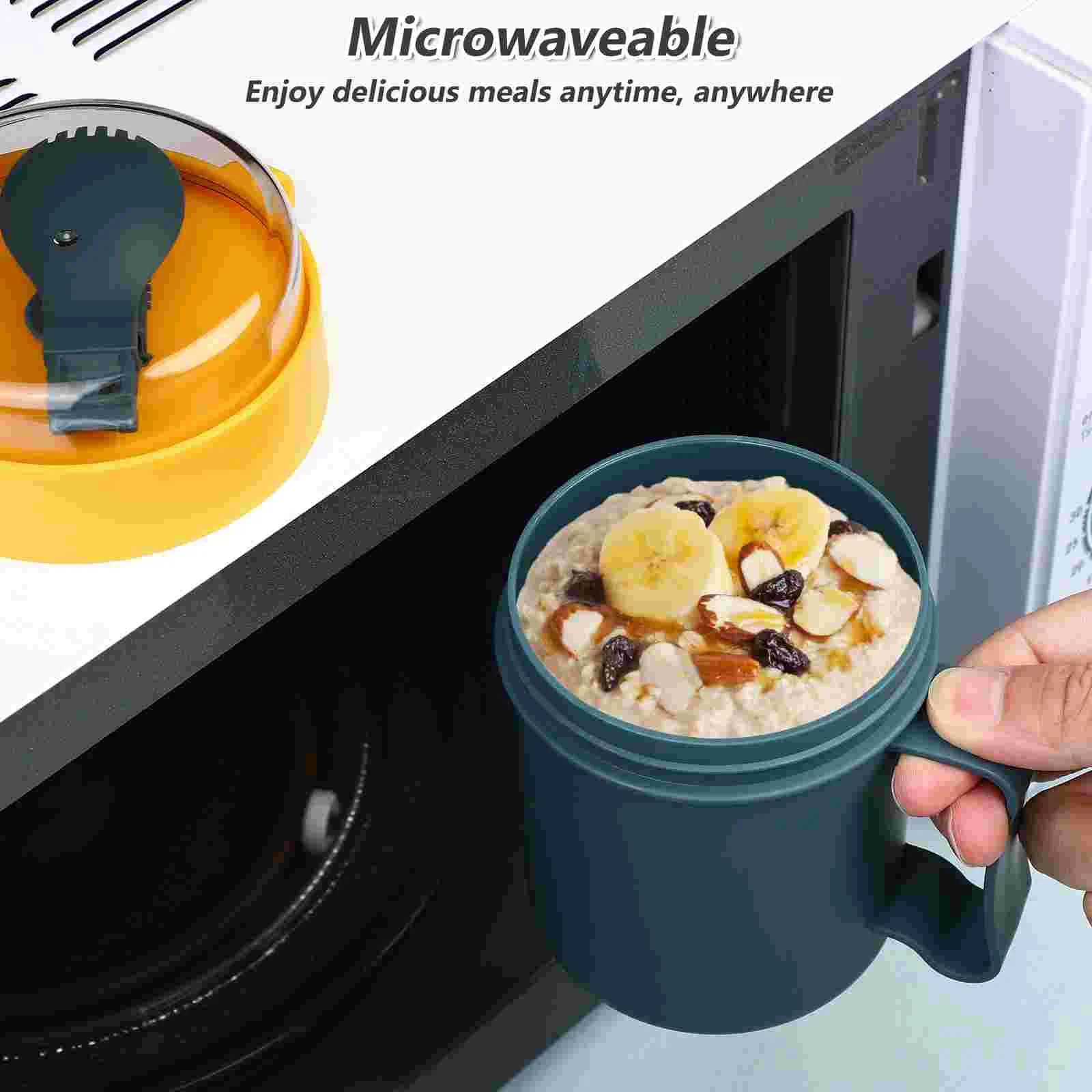 Cereal Cup Breakfast Spoon Microwave Cups Soup Mug with Lid Safe Oatmeal Bowl Pp Soap Container Containers Lids Portable