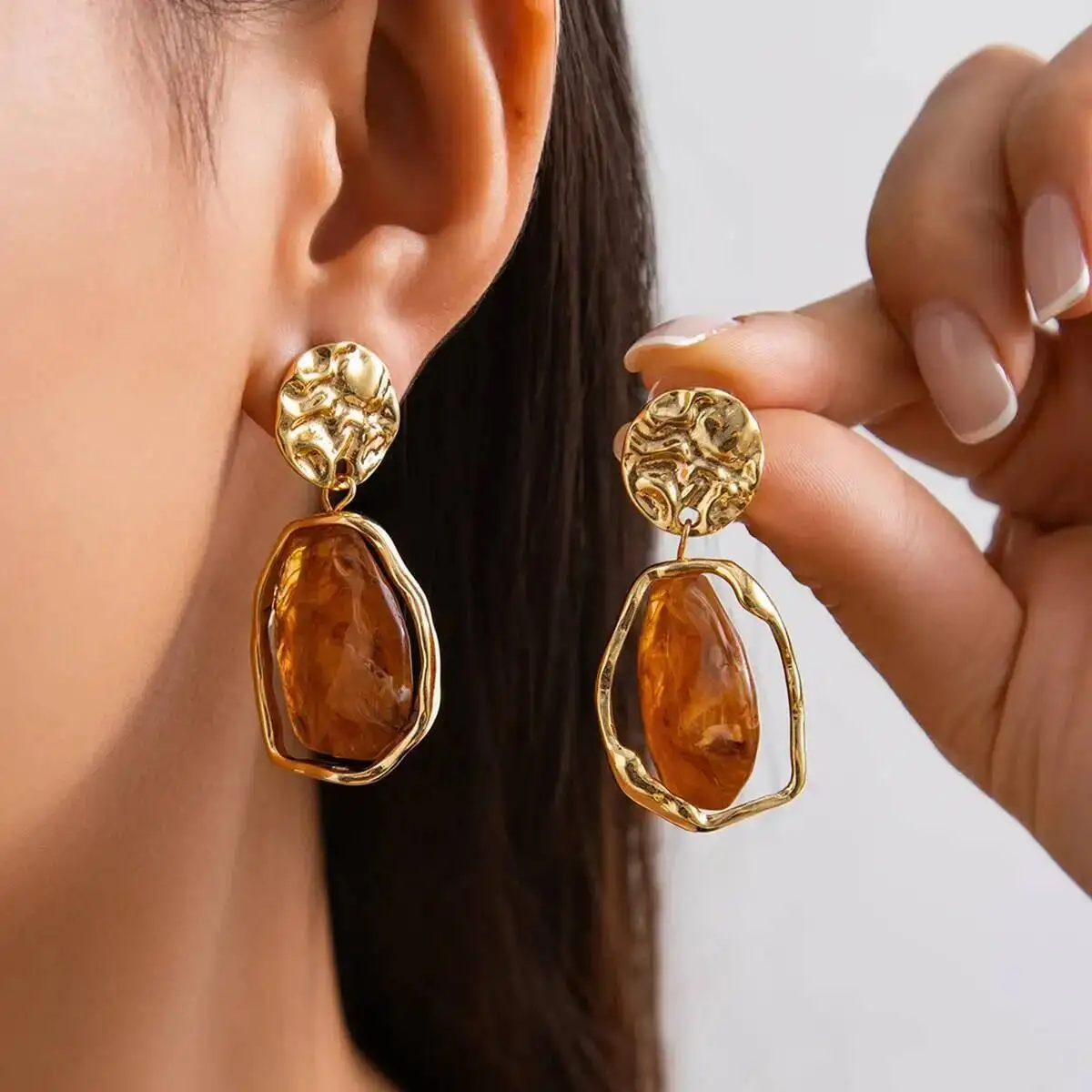 IngeSight.Z 7 Styles Elegant Irregular Geometry Pendant Earrings Women Vintage Metal Oil Drip Drop Earrings Party Jewelry Gifts