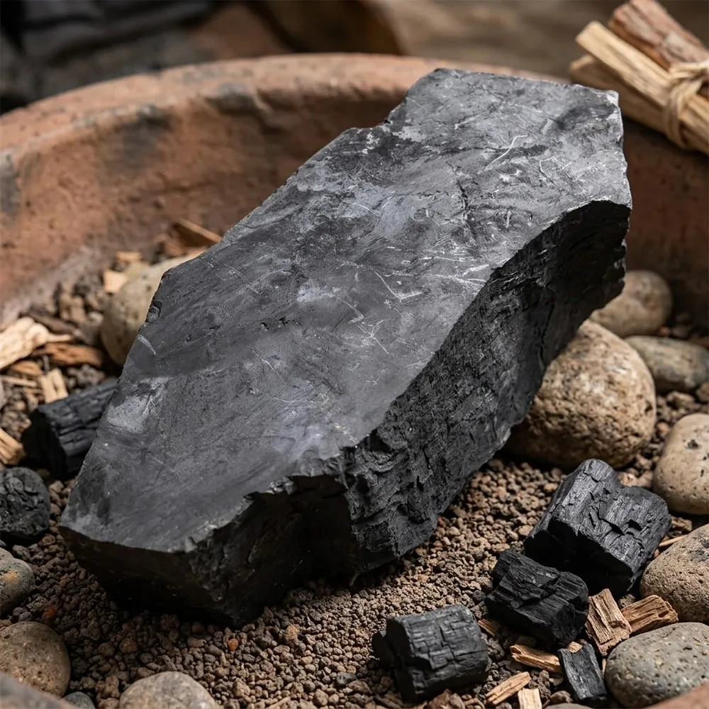 Natural Unpolished Shungite Stone Gemstone Rock, Raw Schungite Crystal for Home Decoration and Craft Making