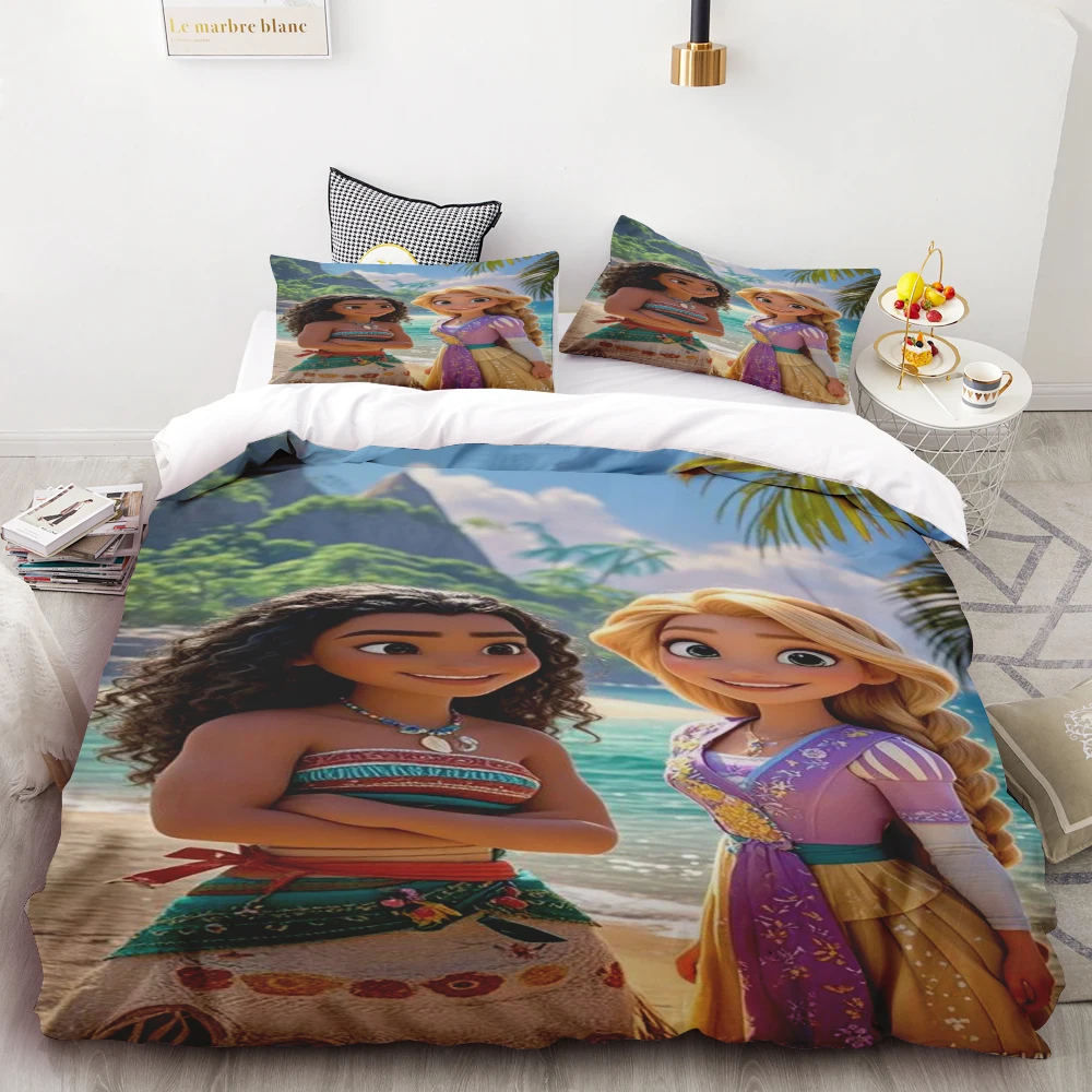 

Disney Snow Princess Series Printed Bedroom Bedding Set Duvet Cover Comforte Cartoon With Pillowcase King Queen Size best gifts