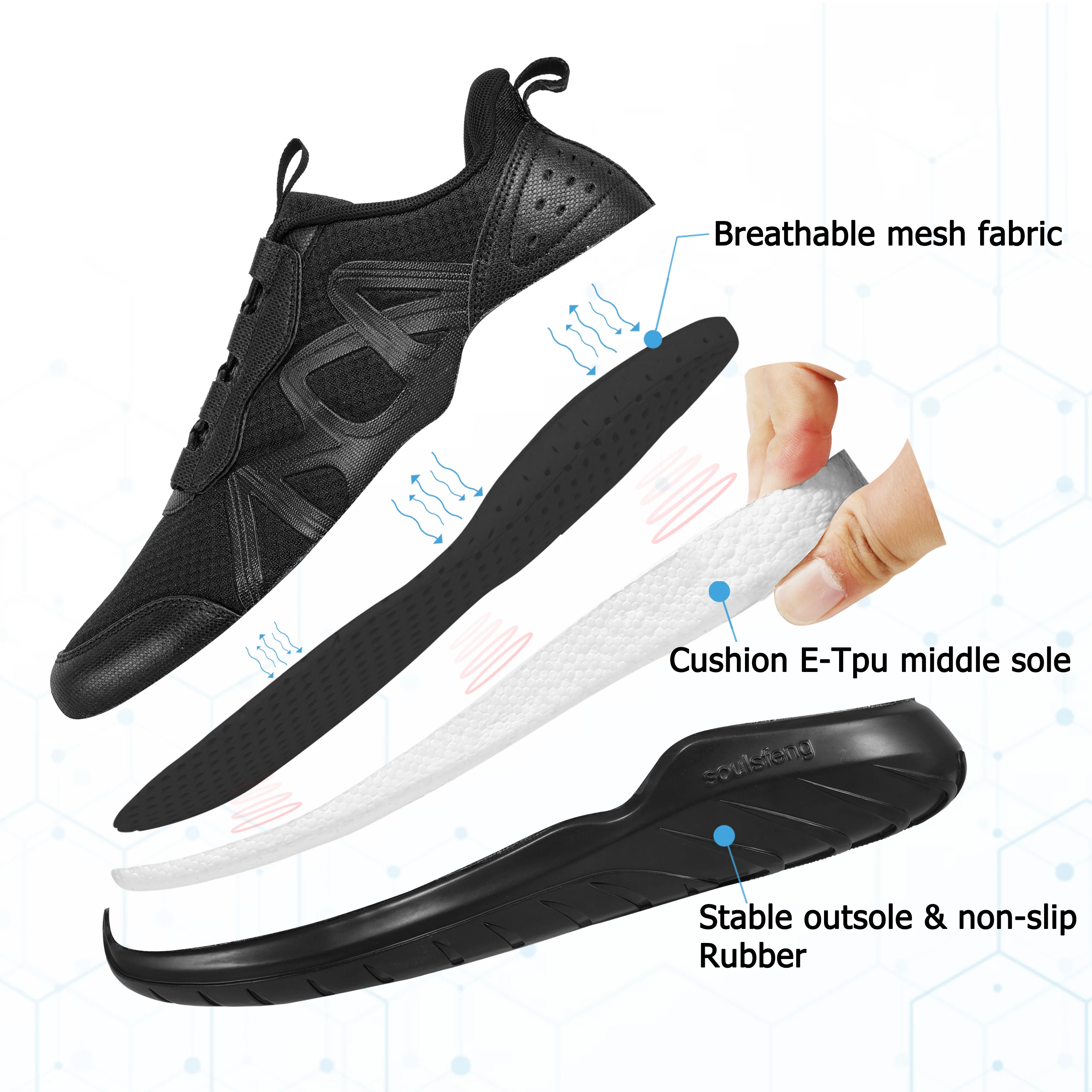 Soulsfeng Men's Lightweight Walking Shoes Road Running Shoes Tennis Workout Athletic Shoes Men Sneakers
