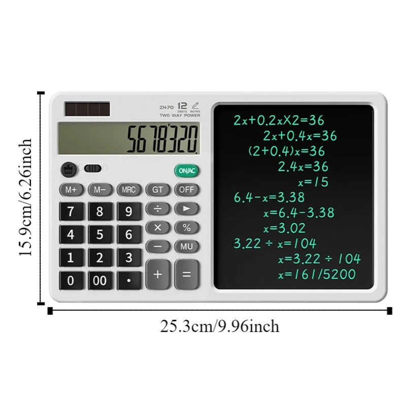 Calculadora científica 2 en 1, pantalla grande, portátil, para oficina, LCD, almohadilla de dibujo borrable, multifuncional